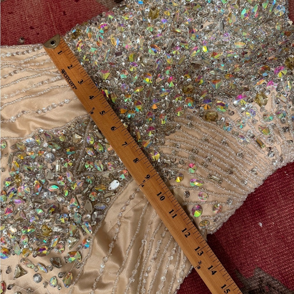 Stunning Strapless Beaded Rhinestone Mermaid Evening Gown - Picture 10 of 15